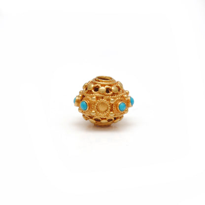 18k Solid Yellow Gold Color Stone Spacer Beads-10 MM