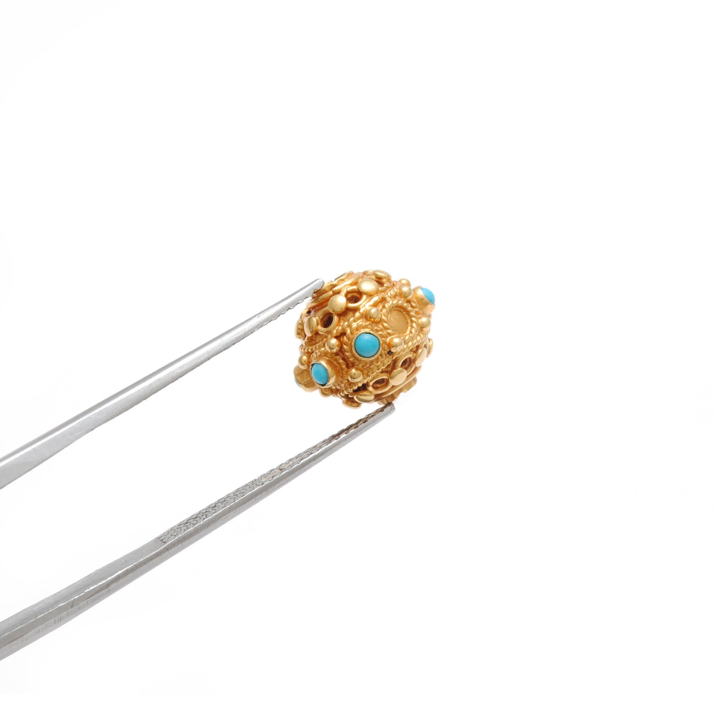18k Solid Yellow Gold Color Stone Spacer Beads-10 MM