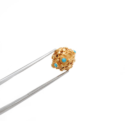 18k Solid Yellow Gold Color Stone Spacer Beads-10 MM