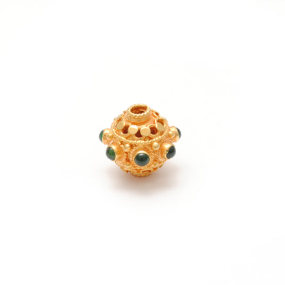 18k Solid Yellow Gold Round Spacer Beads 10x9mm