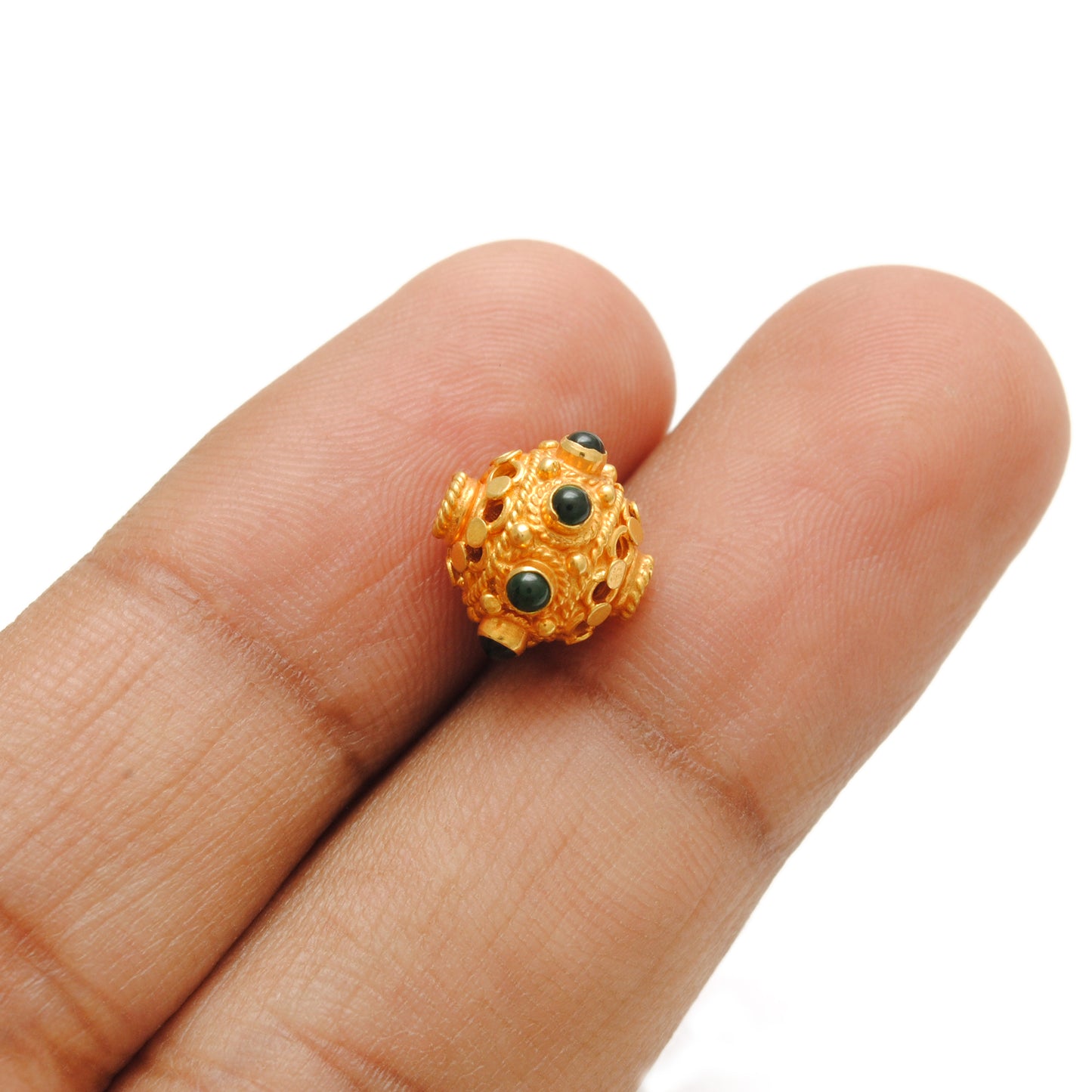 18k Solid Yellow Gold Round Spacer Beads 10x9mm