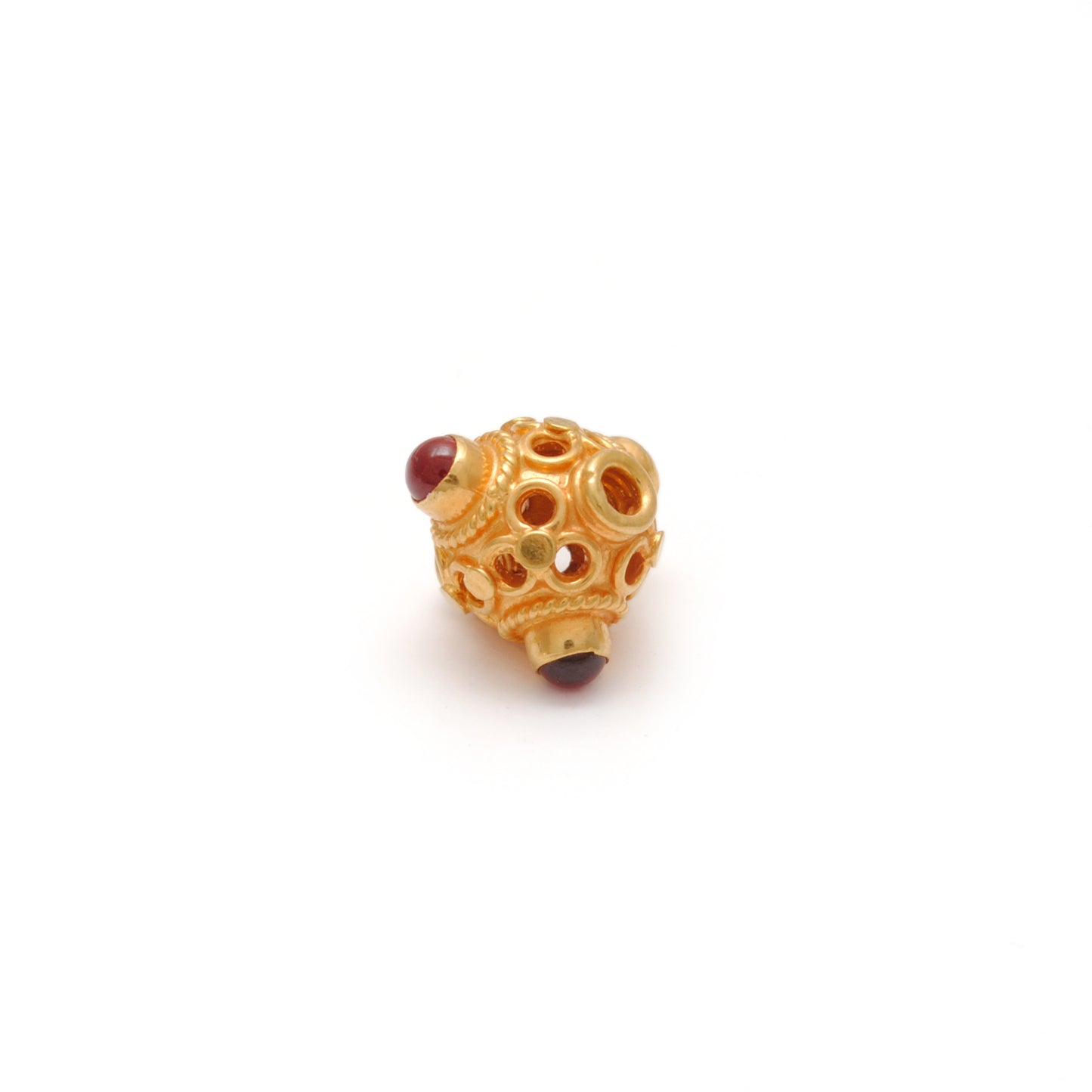 18k Solid Yellow Gold Stone Studded fancy Beads 9mm DIY Crafts