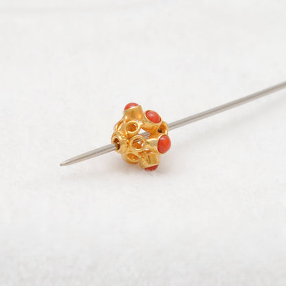 18k Yellow Gold Gemstone Round Spacer Beads-10 MM