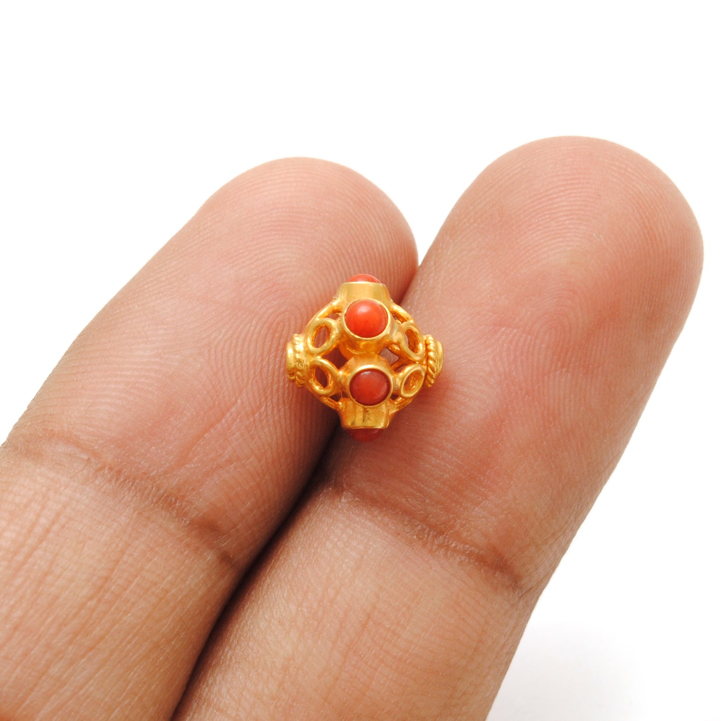 18k Yellow Gold Gemstone Round Spacer Beads-10 MM