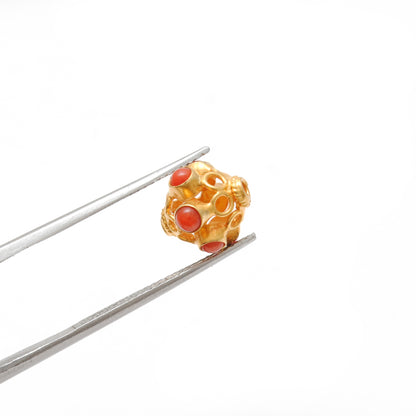 18k Yellow Gold Gemstone Round Spacer Beads-10 MM