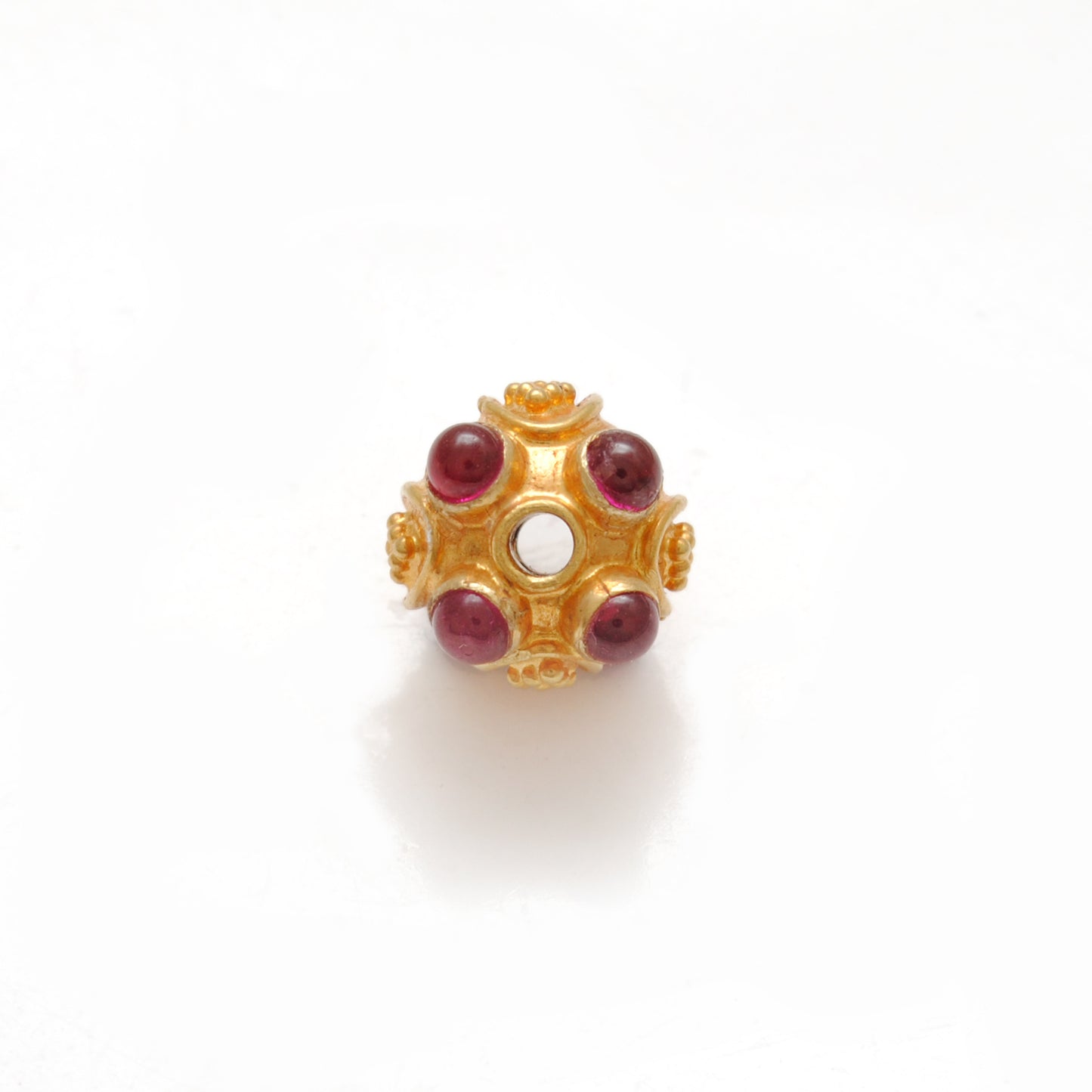 18k Solid Yellow Gold Stone Studded Round Beads 9mm