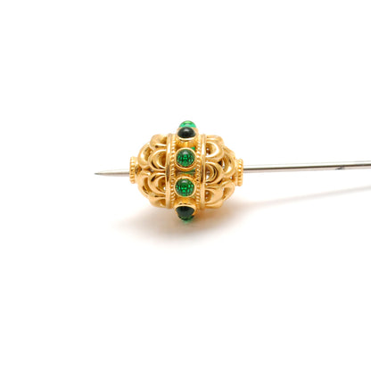 18k Yellow Gold Stone Studded Oval Beads 15X10MM