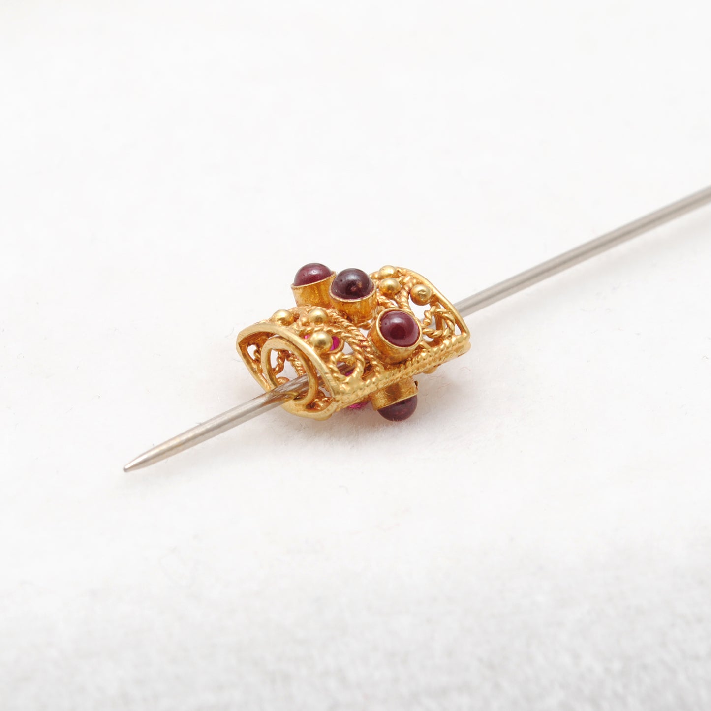 Handmade 18k Yellow Gold Stone Studded Rectangle Spacer Beads