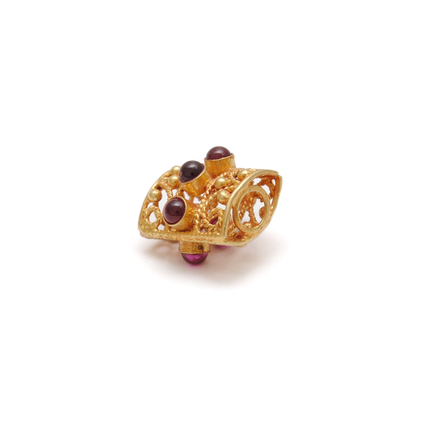Handmade 18k Yellow Gold Stone Studded Rectangle Spacer Beads