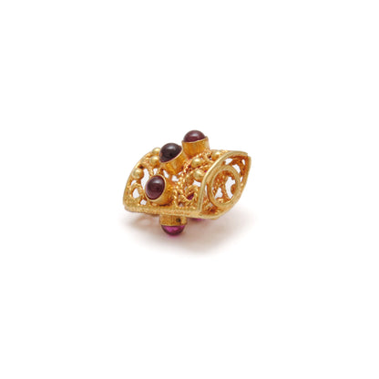 Handmade 18k Yellow Gold Stone Studded Rectangle Spacer Beads