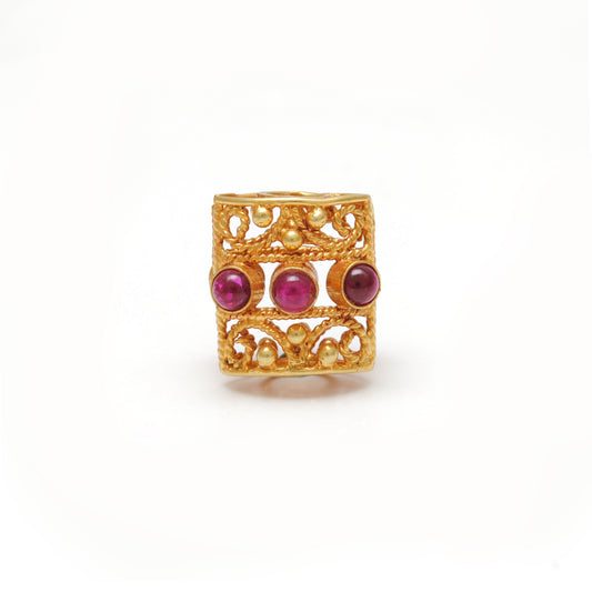Handmade 18k Yellow Gold Stone Studded Rectangle Spacer Beads