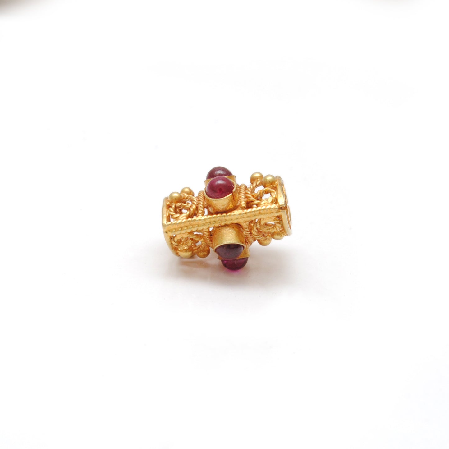 Handmade 18k Yellow Gold Stone Studded Rectangle Spacer Beads