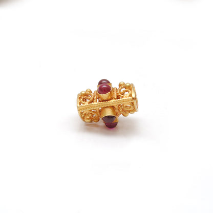 Handmade 18k Yellow Gold Stone Studded Rectangle Spacer Beads