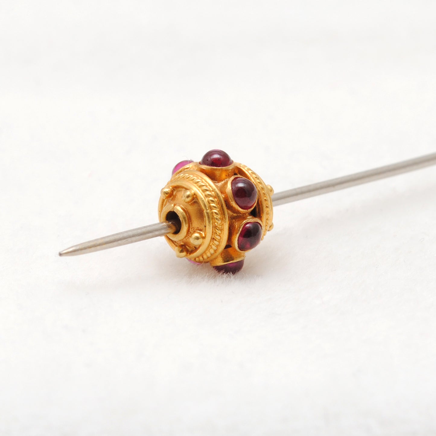 18k Solid Yellow Gold Ruby Round Spacer Beads 9mm