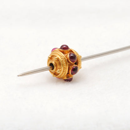 18k Solid Yellow Gold Ruby Round Spacer Beads 9mm
