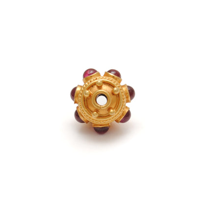 18k Solid Yellow Gold Ruby Round Spacer Beads 9mm