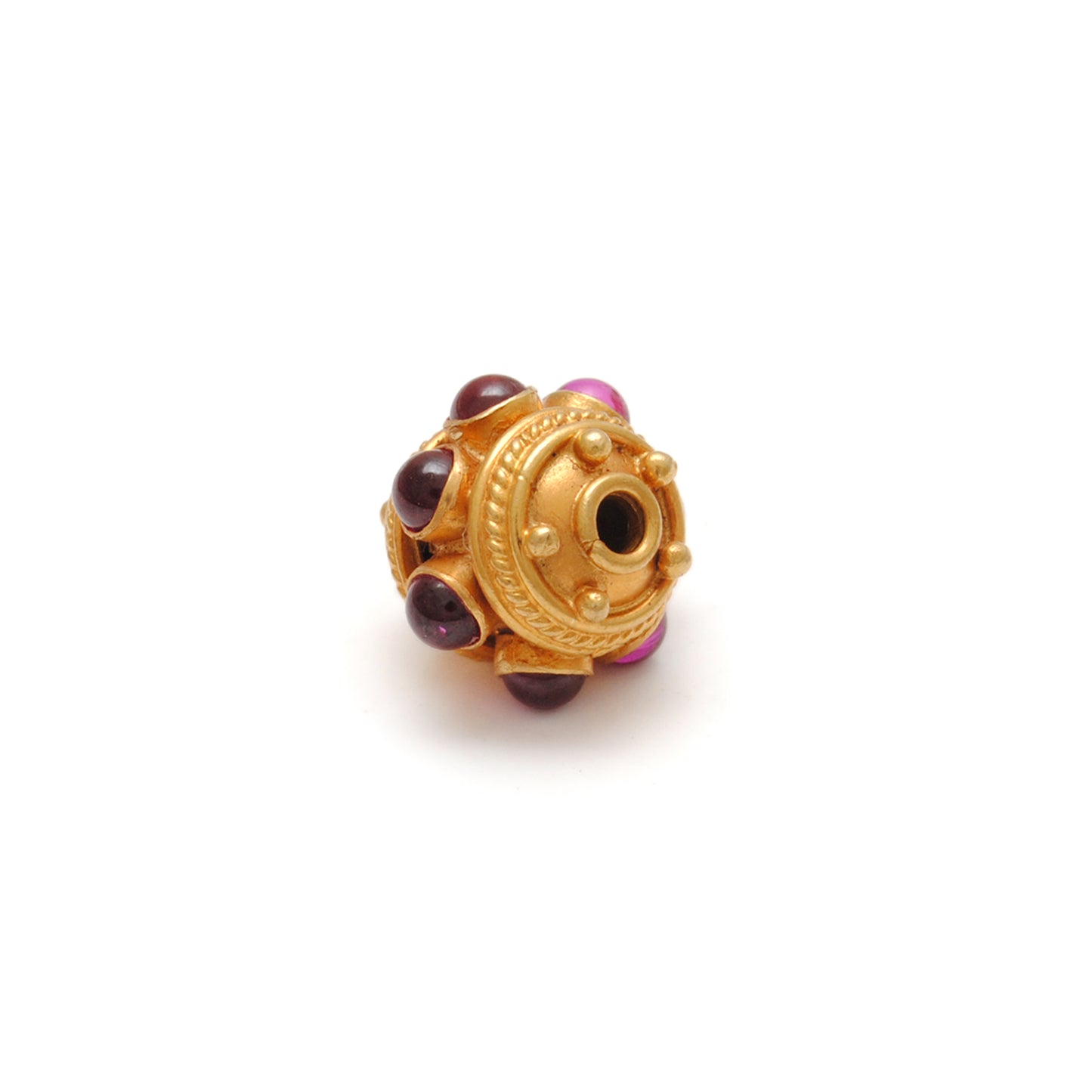 18k Solid Yellow Gold Ruby Round Spacer Beads 9mm