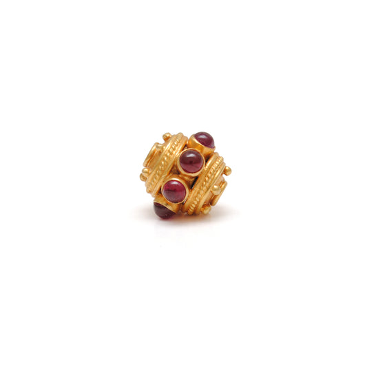 18k Solid Yellow Gold Ruby Round Spacer Beads 9mm