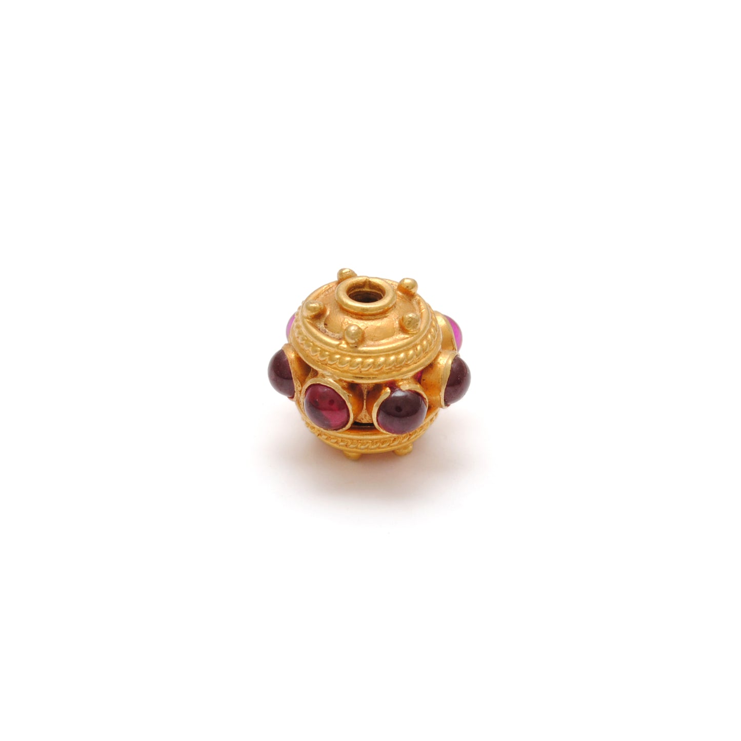 18k Solid Yellow Gold Ruby Round Spacer Beads 9mm