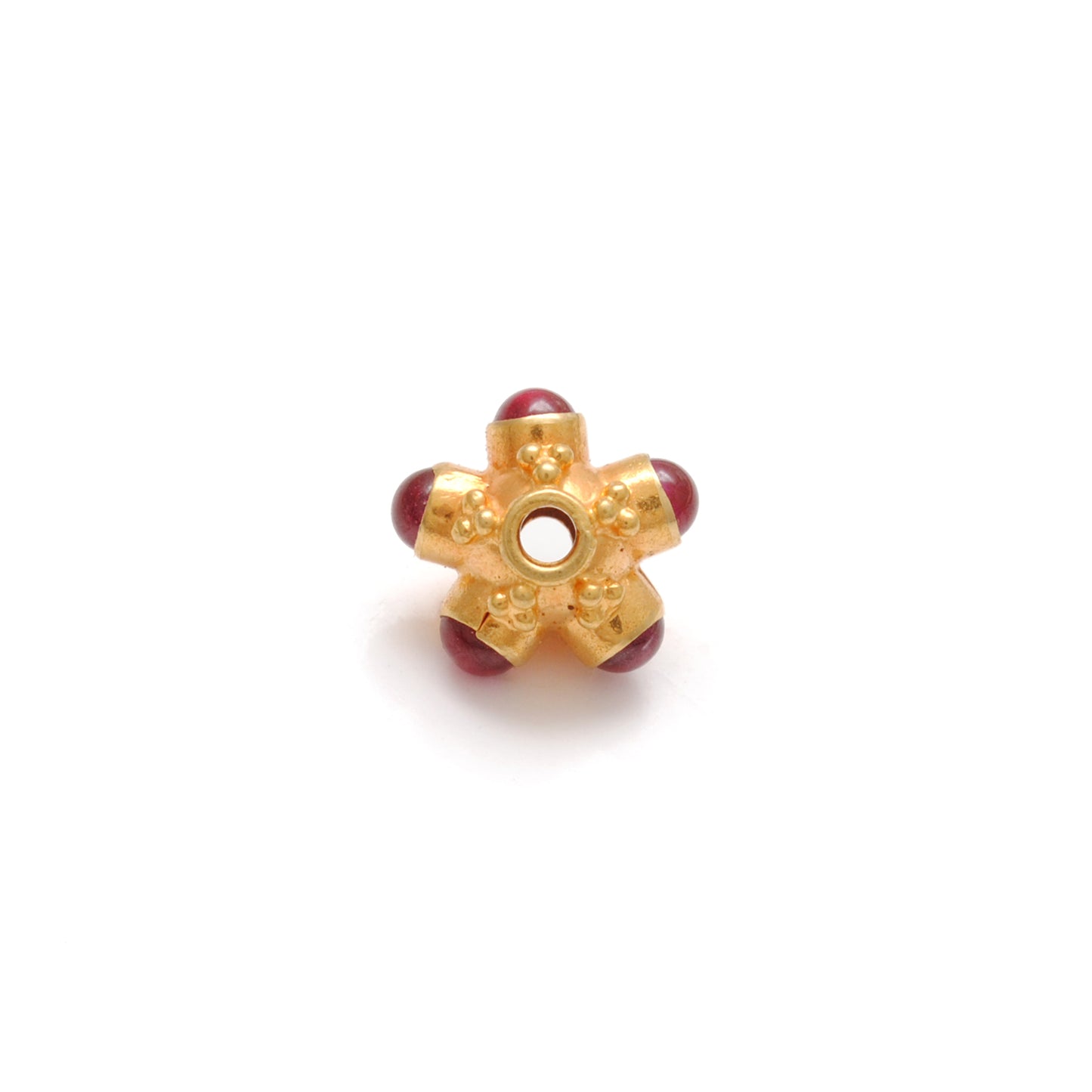 18k Solid Yellow Gold Stone Studded Wheel Spacer Beads 6mm