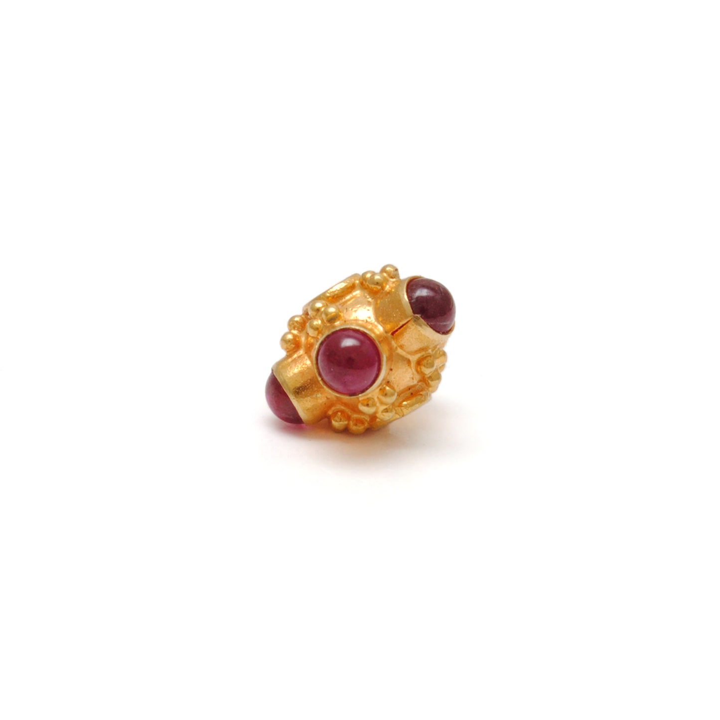 18k Solid Yellow Gold Stone Studded Wheel Spacer Beads 6mm