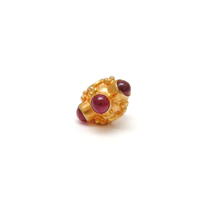 18k Solid Yellow Gold Stone Studded Wheel Spacer Beads 6mm