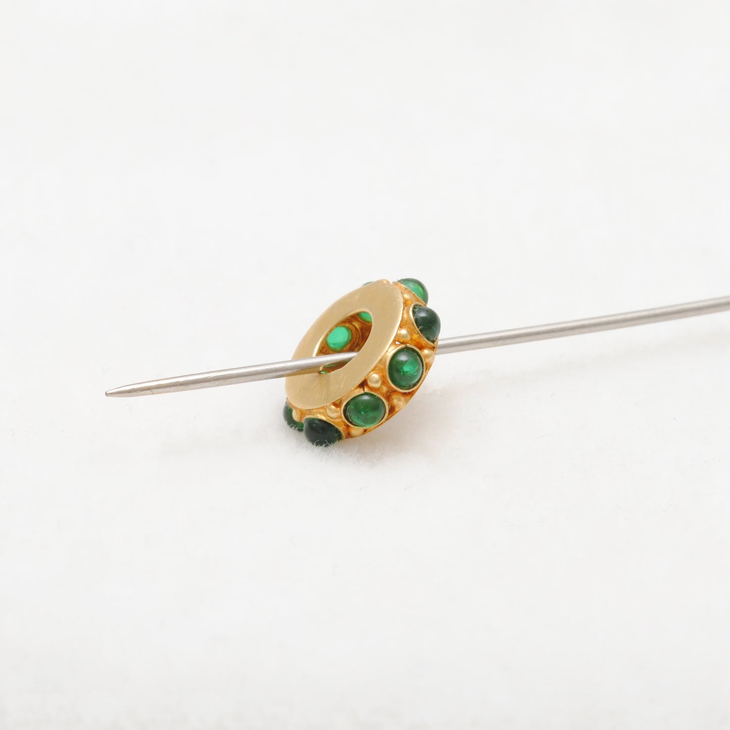 18k Yellow Gold Stone Studded Wheel Beads-11X4 mm