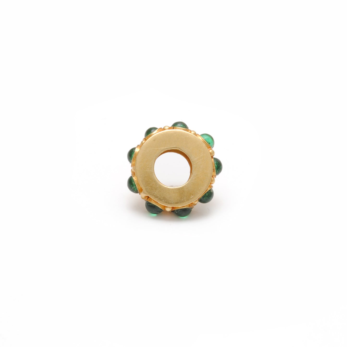 18k Yellow Gold Stone Studded Wheel Beads-11X4 mm