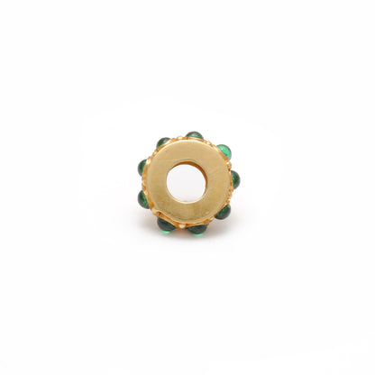 18k Yellow Gold Stone Studded Wheel Beads-11X4 mm