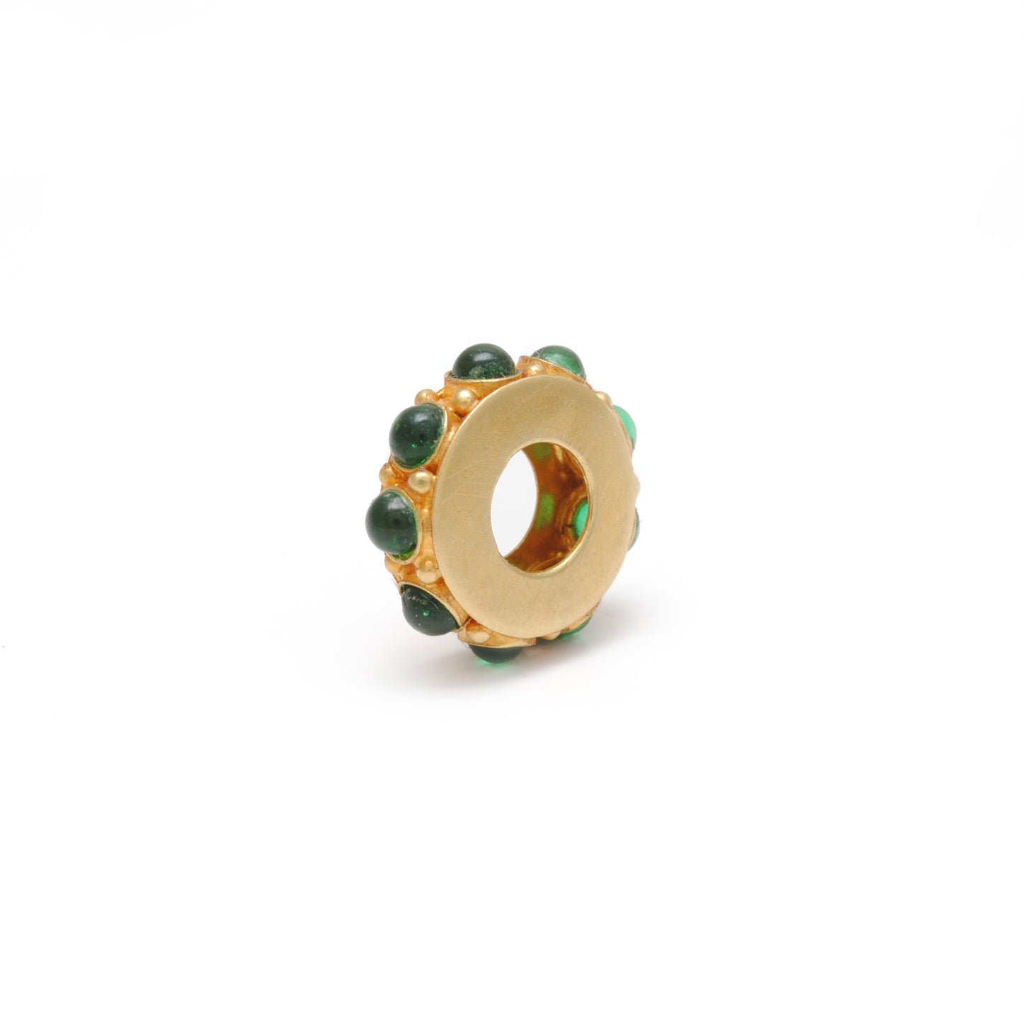 18k Yellow Gold Stone Studded Wheel Beads-11X4 mm
