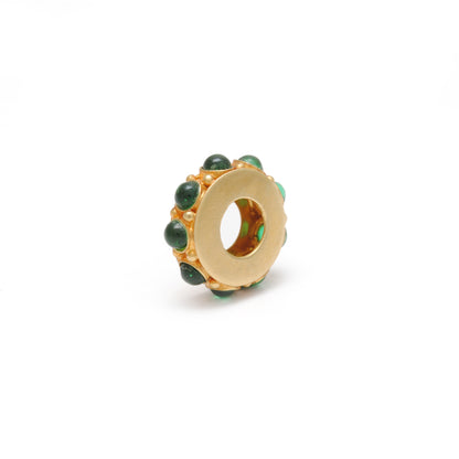 18k Yellow Gold Stone Studded Wheel Beads-11X4 mm