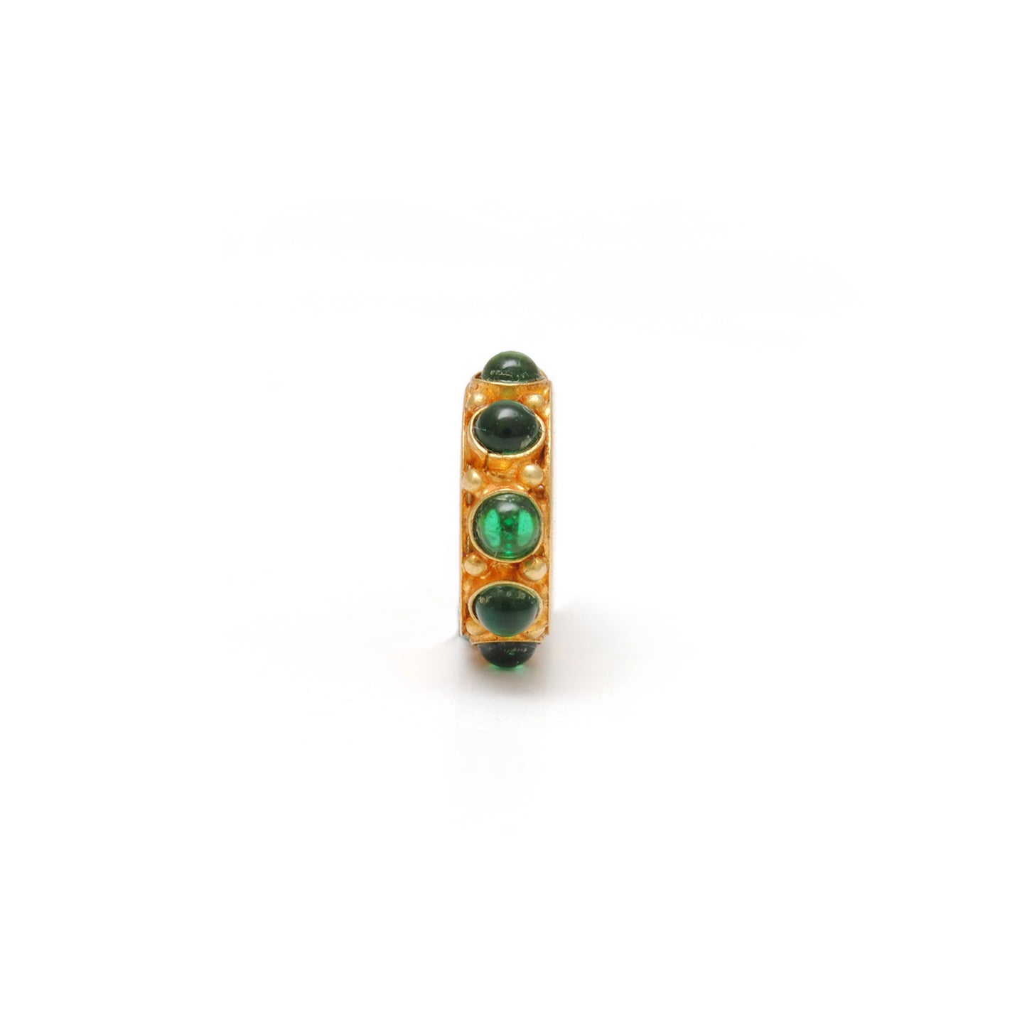 18k Yellow Gold Stone Studded Wheel Beads-11X4 mm