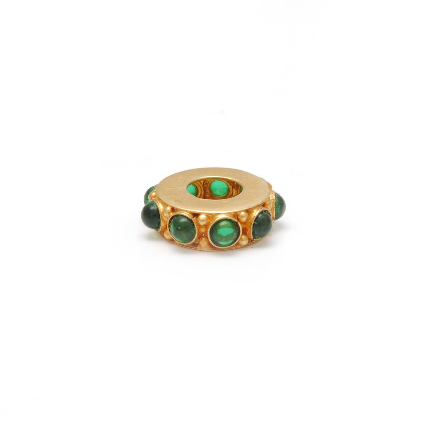 18k Yellow Gold Stone Studded Wheel Beads-11X4 mm