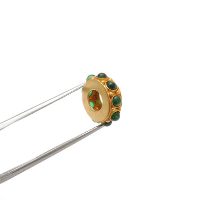 18k Yellow Gold Stone Studded Wheel Beads-11X4 mm