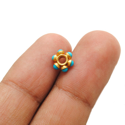 18k Gold Stone Wheel Spacer Bead For Jewelry Making
