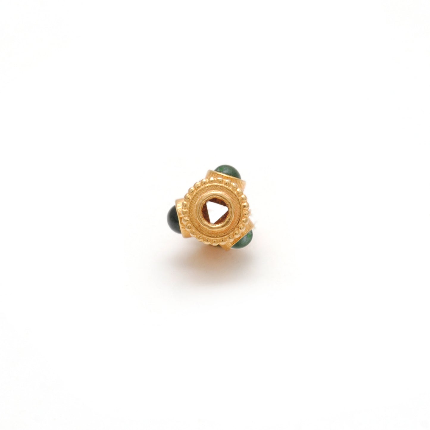 18K Solid Yellow Gold Stone Studded Tube Spacer Beads 7x4mm