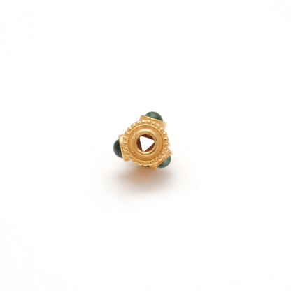 18K Solid Yellow Gold Stone Studded Tube Spacer Beads 7x4mm