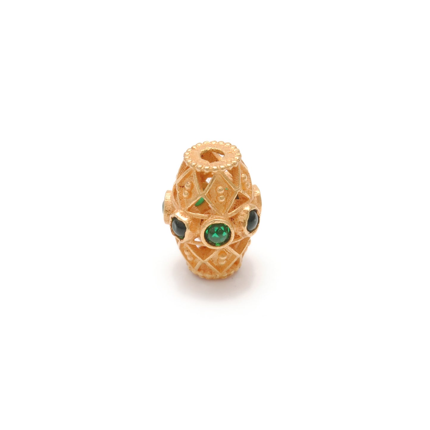 18k Yellow Gold Marquise Spacer Beads with Stone Inlay - 11X8 mm