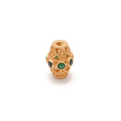 18k Yellow Gold Marquise Spacer Beads with Stone Inlay - 11X8 mm