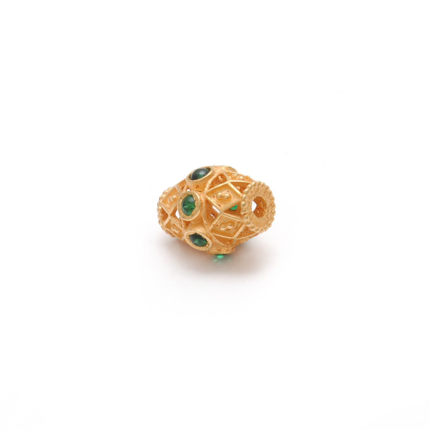 18k Yellow Gold Marquise Spacer Beads with Stone Inlay - 11X8 mm