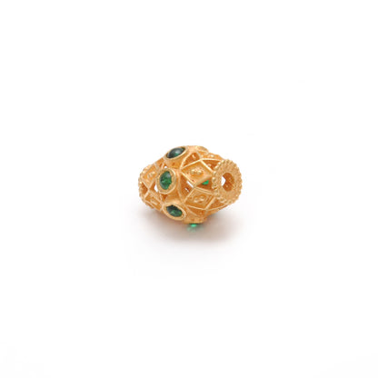 18k Yellow Gold Marquise Spacer Beads with Stone Inlay - 11X8 mm