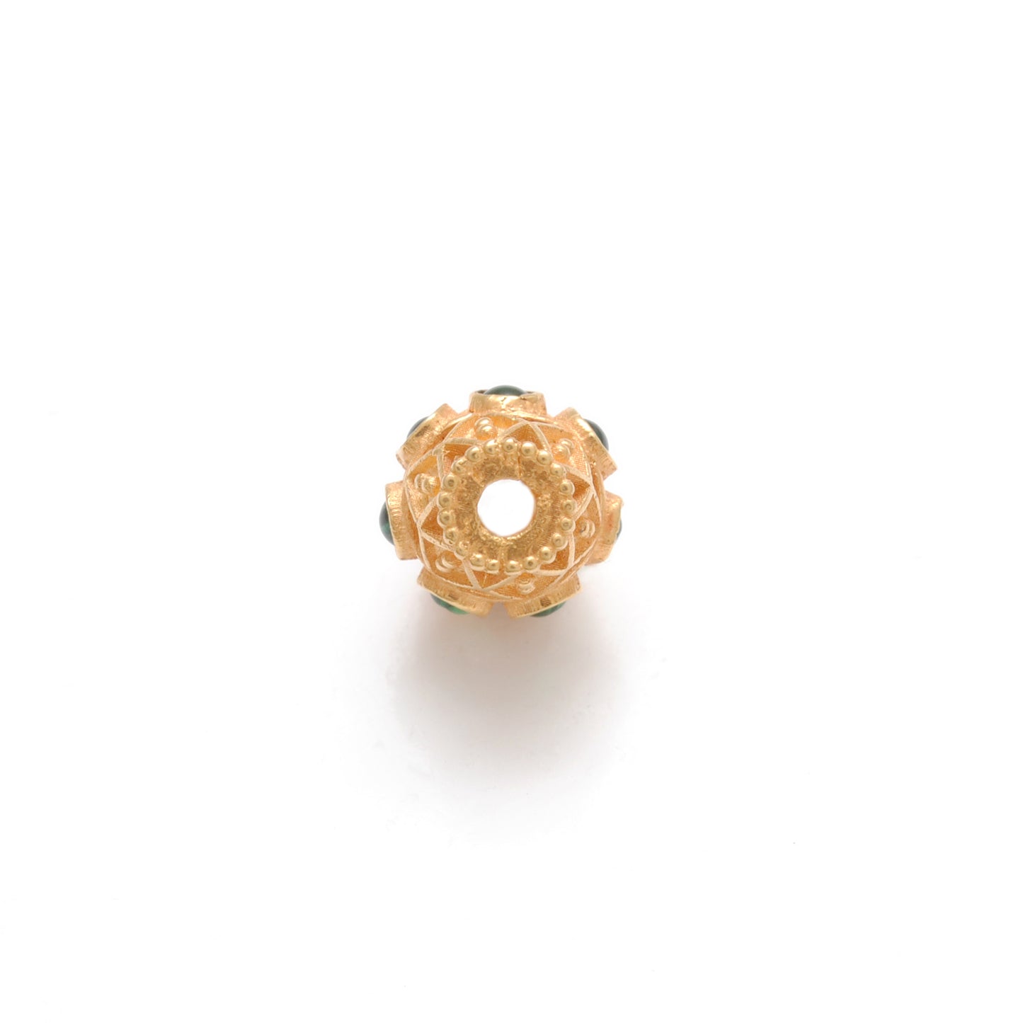 18k Yellow Gold Marquise Spacer Beads with Stone Inlay - 11X8 mm