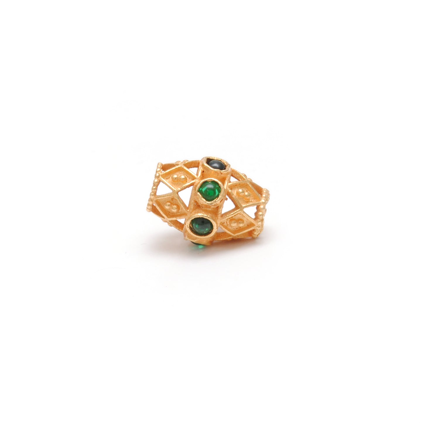 18k Yellow Gold Marquise Spacer Beads with Stone Inlay - 11X8 mm