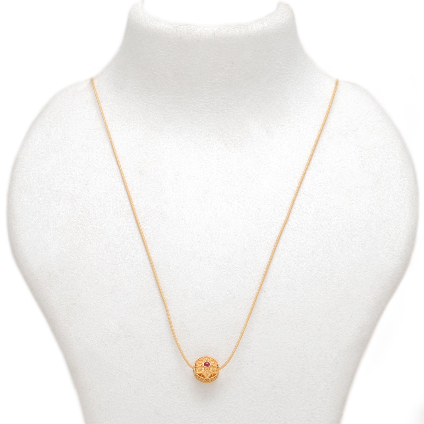 18k Yellow Gold Fancy Flower Engraved Gemstone Rondelle Beads 9mm