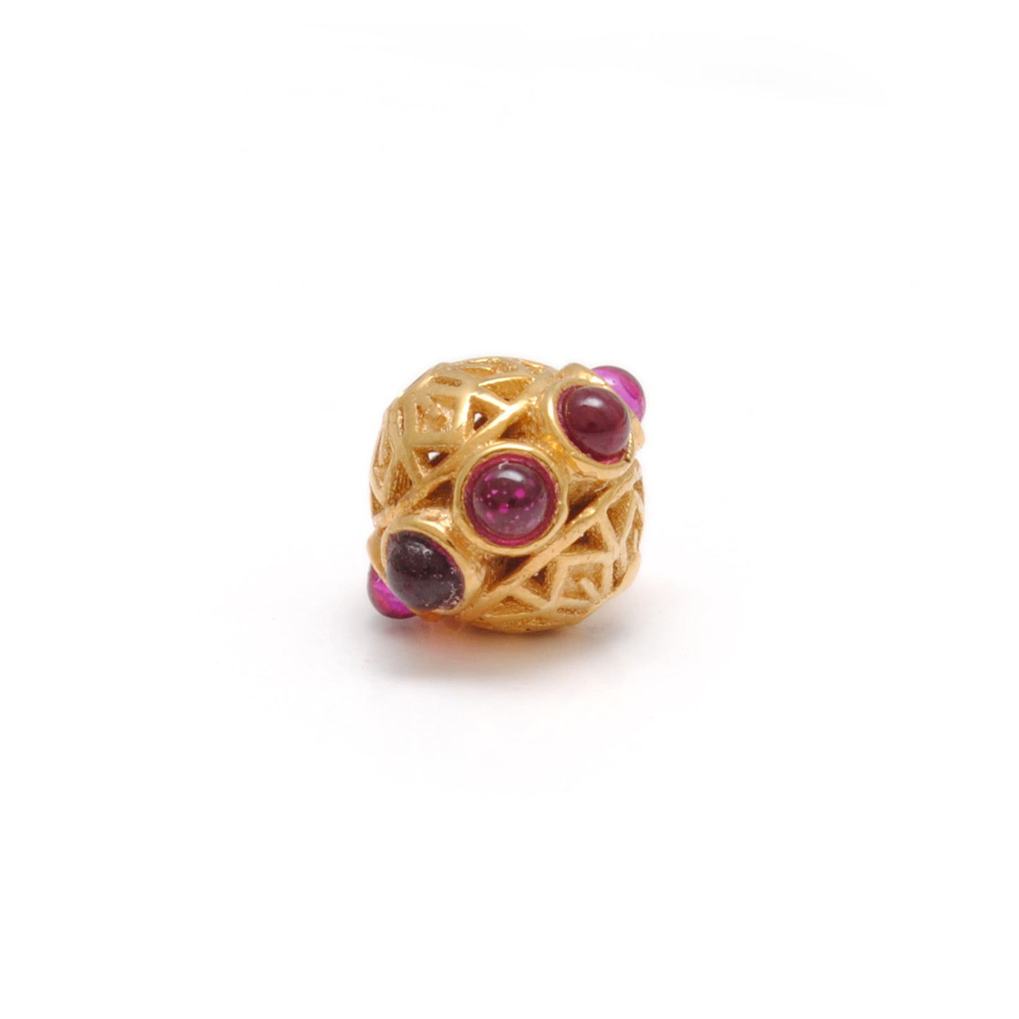 18k Solid Yellow Gold Stones Studded Rondelle Beads