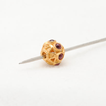 18k Yellow Gold Studded Stone Rondelle Beads 8mm Findings