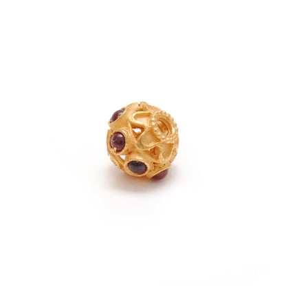 18k Yellow Gold Studded Stone Rondelle Beads 8mm Findings