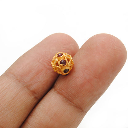 18k Yellow Gold Studded Stone Rondelle Beads 8mm Findings