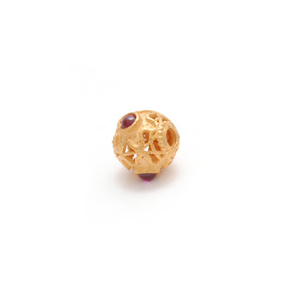 18K Yellow Gold Rondelle Stone Bead For Jewelry Findings 7mm