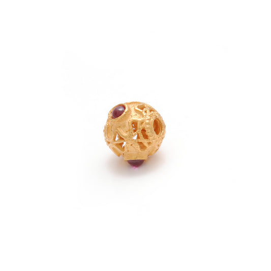 18K Yellow Gold Rondelle Stone Bead For Jewelry Findings 7mm